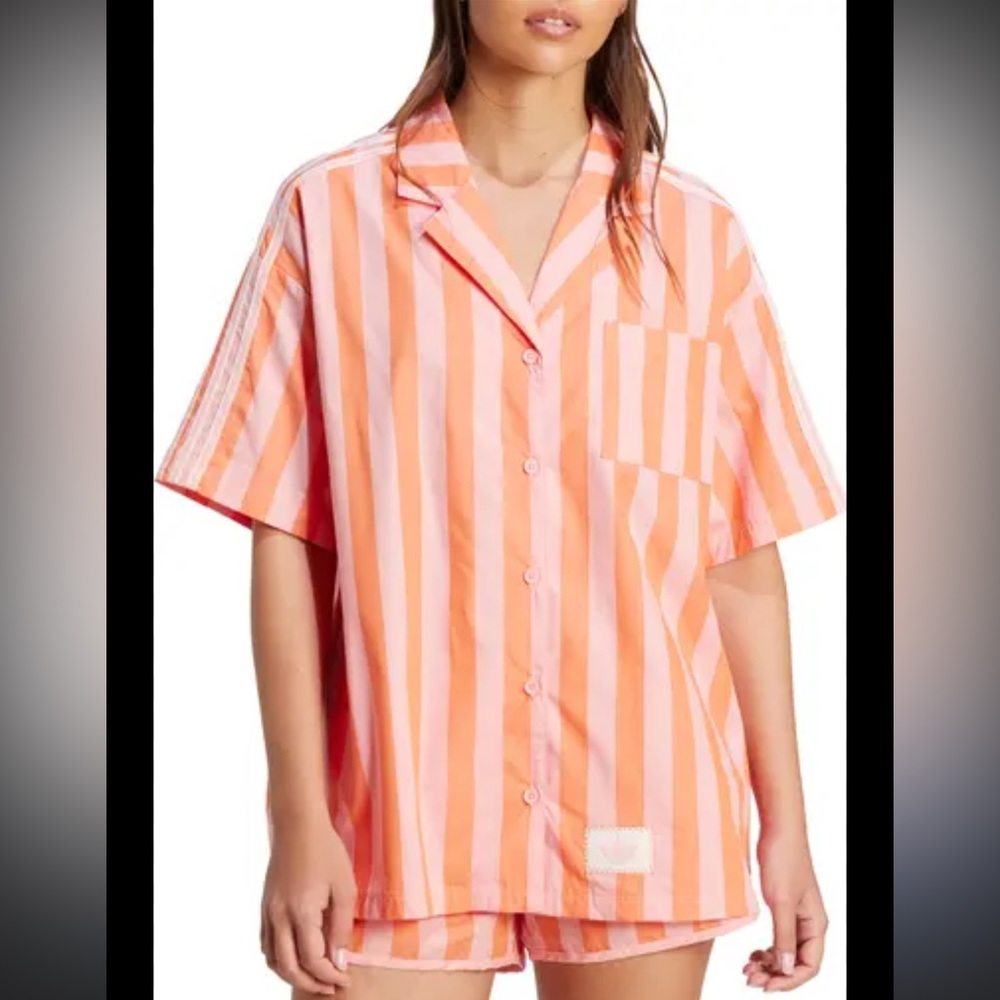 Women’s Adidas Resort Cotton Button Down in Pink Size Small NWT